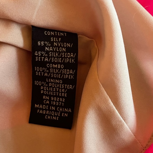 Tibi Silk Barbie Pink and Beige with Navy Straps Lined Camisole Tank Top Size 6 - Picture 5 of 7